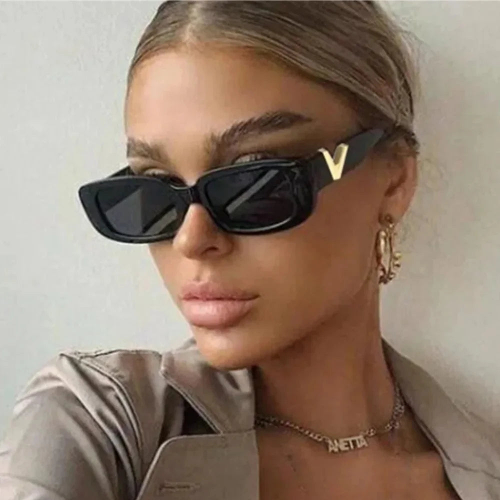 Retro Small Frame Cat Eye Sunglasses for Women 2024 Luxury V Sun Glasses Men Fashion Jelly Sunglasses with Metal Hinges