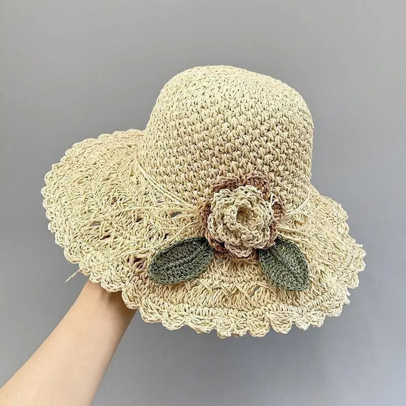 New Summer Fashion Straw Hat Women Foldable Wide Large Brim Plage Beach Sun Hat Chapeau Femme UV Protection Cap 여름모자 Gorras