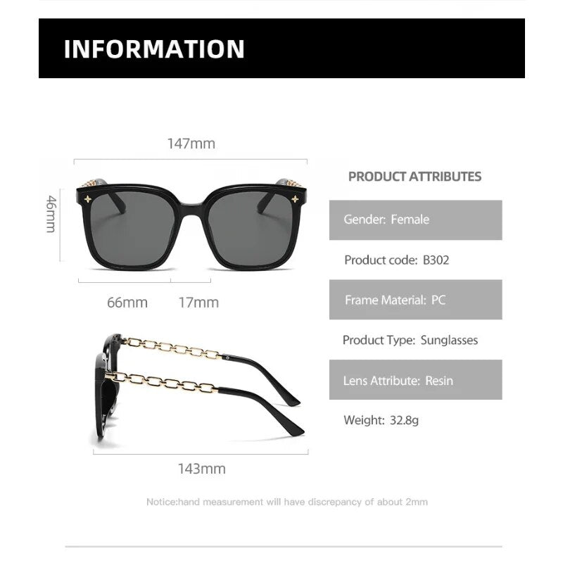 New Sunglasses Female Premium Metal Chain Sunglasses 2024 Wholesale of Fashionable Sunglasses and Sunglasses