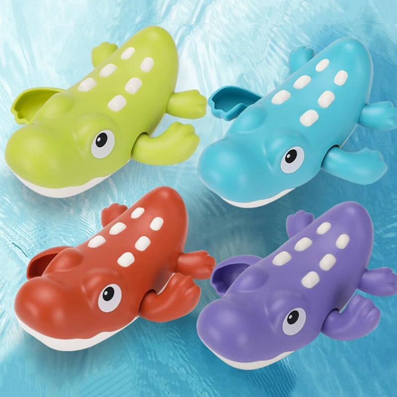 Toddler Bath Toys Cute Cartoon Swimming Shark Clockwork Wagging Tail Rotating Device Beach Baby Bath Tub Wind Up Toy