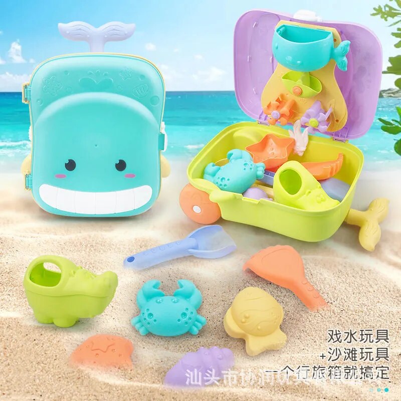 8Pcs/Set Random Color Summer Kids Sand Beach Toys Castle Bucket Spade Shovel Rake Water Tools Set for Kids Toy Fun Molds Luggage