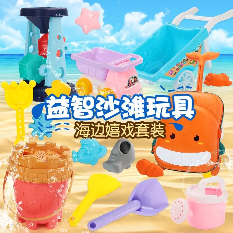 8Pcs/Set Random Color Summer Kids Sand Beach Toys Castle Bucket Spade Shovel Rake Water Tools Set for Kids Toy Fun Molds Luggage