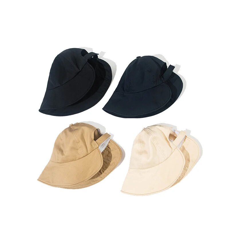 New Women's Spring Summer Cotton Linen Bucket Hat Outdoor Beach Sun Caps Lady Fodable Solid Panama Fishermen Hat Bonnet Gorras