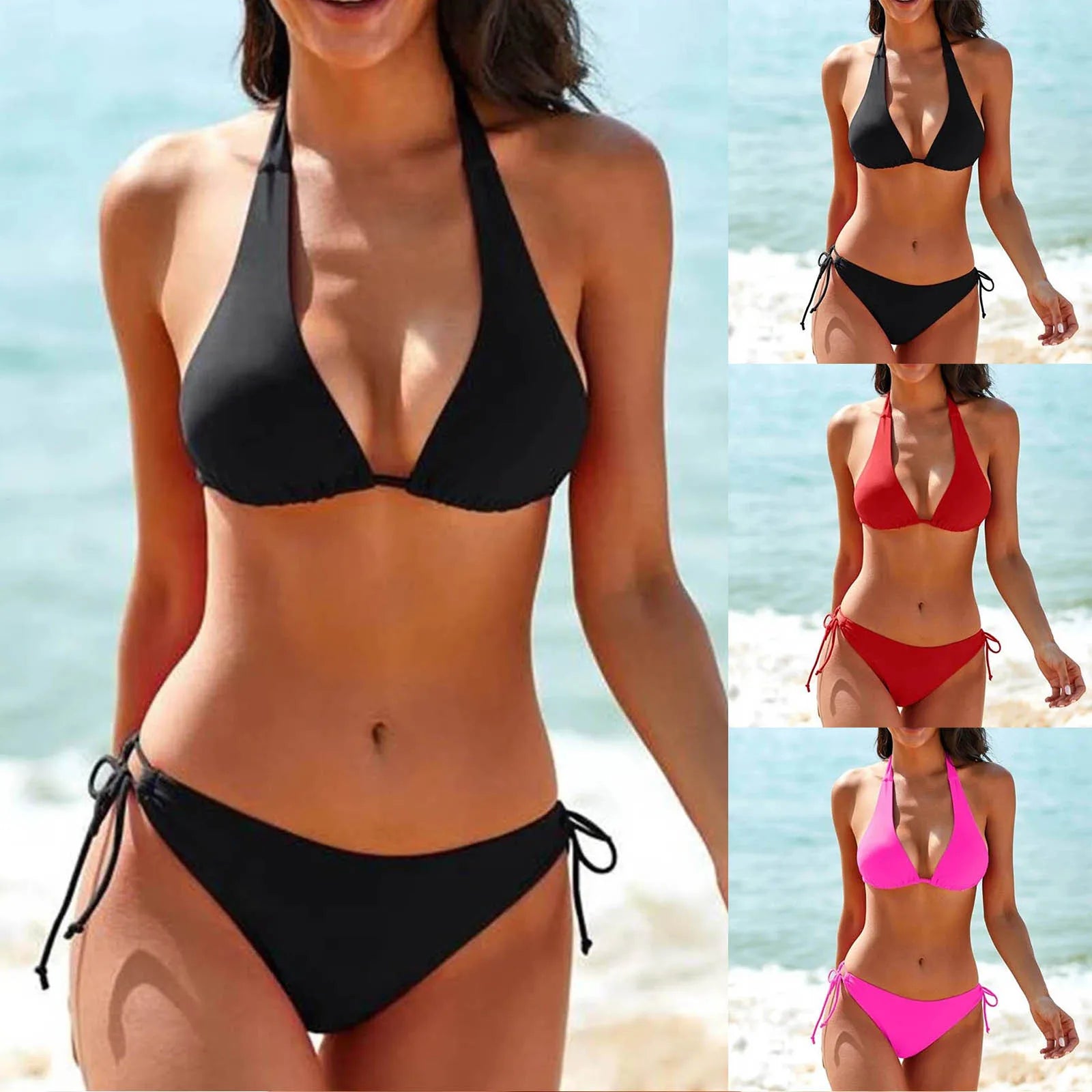 Sexy Bikini Swimsuit Halter Brazilian Bikini Women Swimwear Female Swimsuit Two-Pieces Bikini Set Padded Bather Bathing Suit