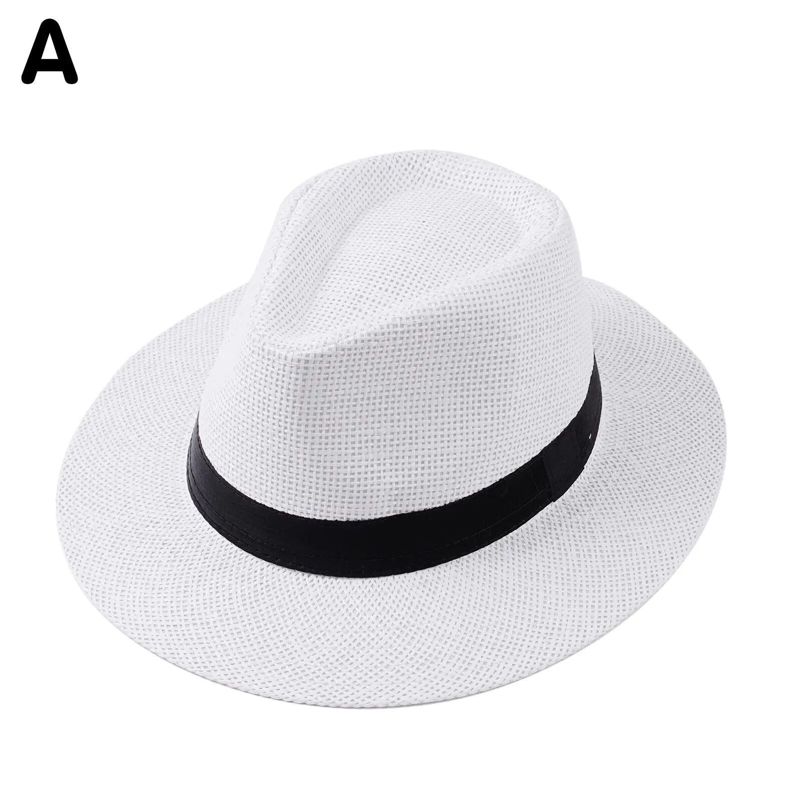 Straw Fedora Sun Hat Unisex Women Men Fashion Summer Casual Trendy Beach Sun Straw Panama Jazz Hat Panama Cowboy