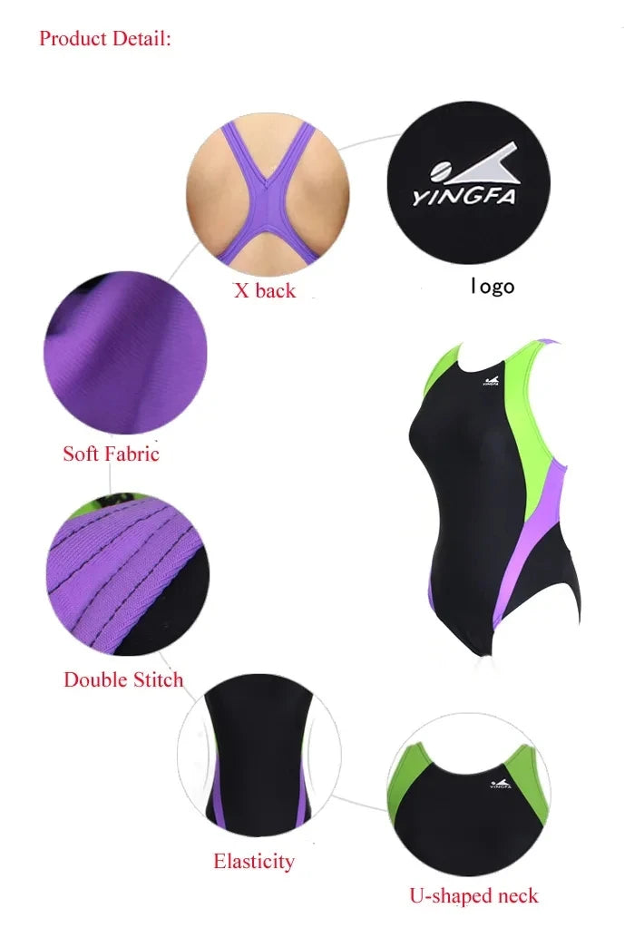 Women One Piece Sports Swimwear Summer Yingfa Competition Training Swimming Suit Teens Girls Fitness Racing Swimsuit