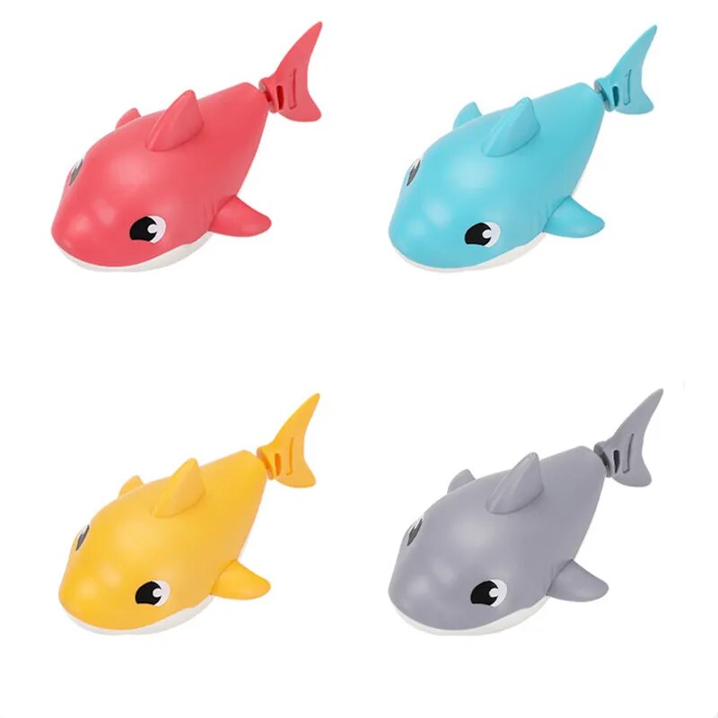 Toddler Bath Toys Cute Cartoon Swimming Shark Clockwork Wagging Tail Rotating Device Beach Baby Bath Tub Wind Up Toy