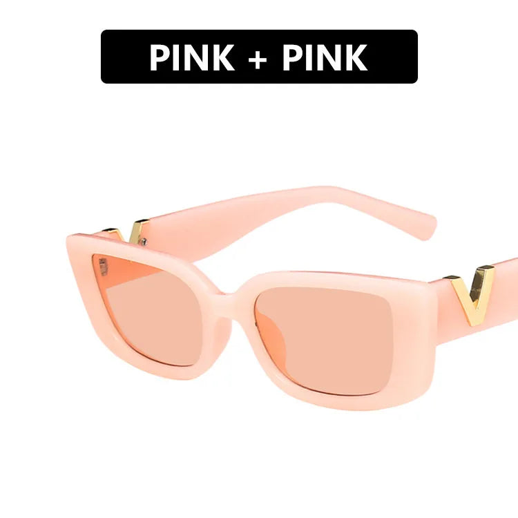 Retro Small Frame Cat Eye Sunglasses for Women 2024 Luxury V Sun Glasses Men Fashion Jelly Sunglasses with Metal Hinges