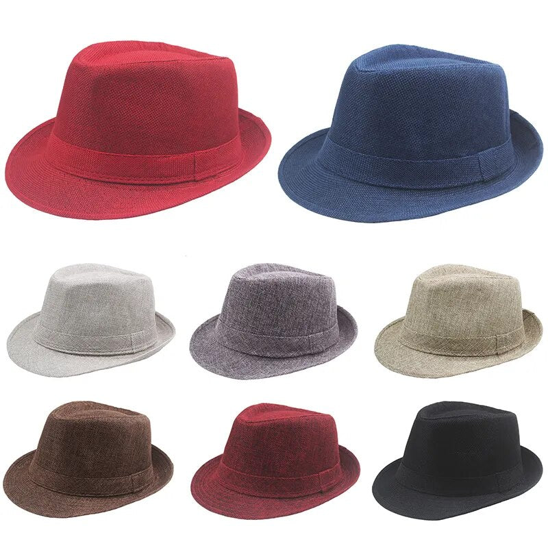 Retro Men Fedoras Top Jazz Felt Wide Brim Hat Summer Old Man Curling Caps Vintage Couple Cap Winter Chapeau Gentleman Sun Hat