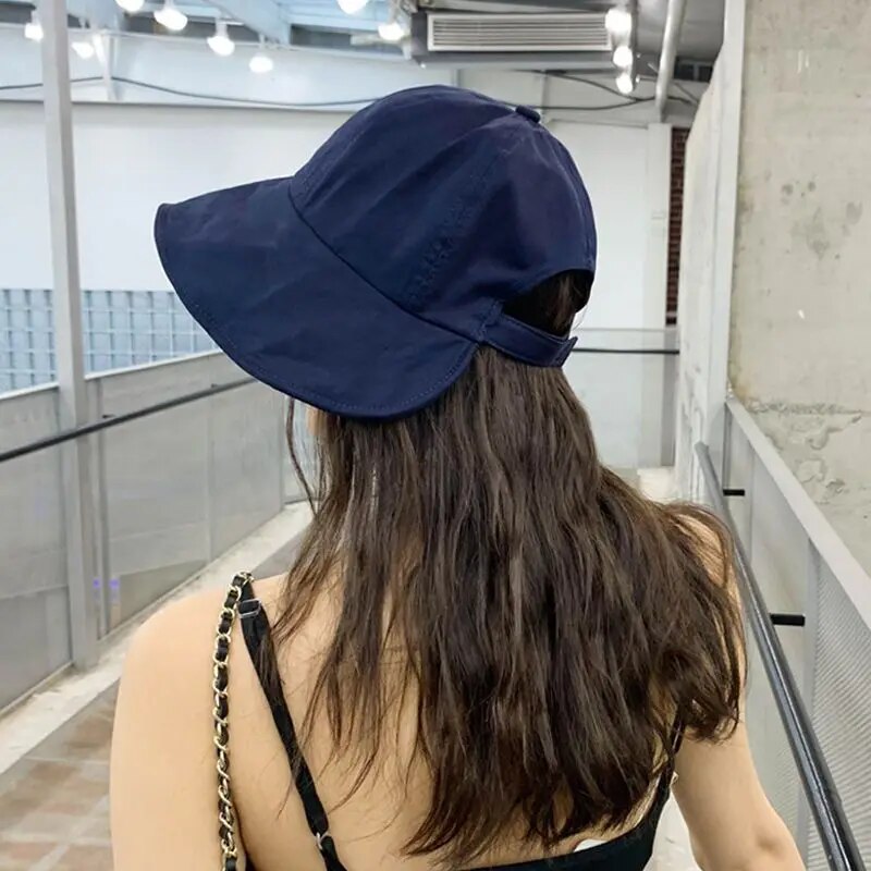 New Women's Spring Summer Cotton Linen Bucket Hat Outdoor Beach Sun Caps Lady Fodable Solid Panama Fishermen Hat Bonnet Gorras